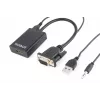 GEMBIRD VGA to HDMI Adapter Cable, USB Powered 15cm - Black