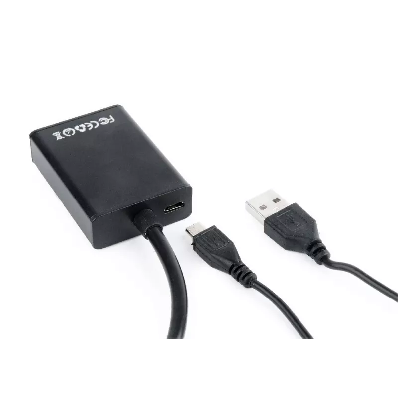 GEMBIRD VGA to HDMI Adapter Cable, USB Powered 15cm - Black