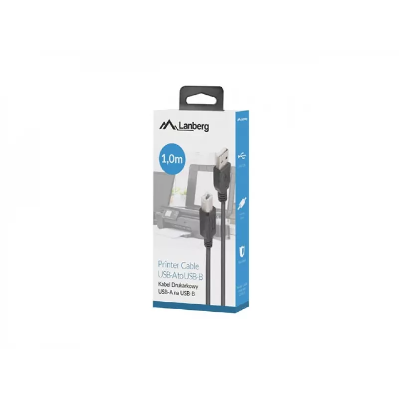 LANBERG USB-a(m)->USB-b(m) 2.0 Cable 1m Black Ferrite Box