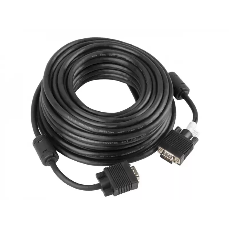 VGA cable LANBERG CA-VGAC-10CC-0150-B — 15 m, VGA (D-Sub) male-to-male, black, ferrite bead