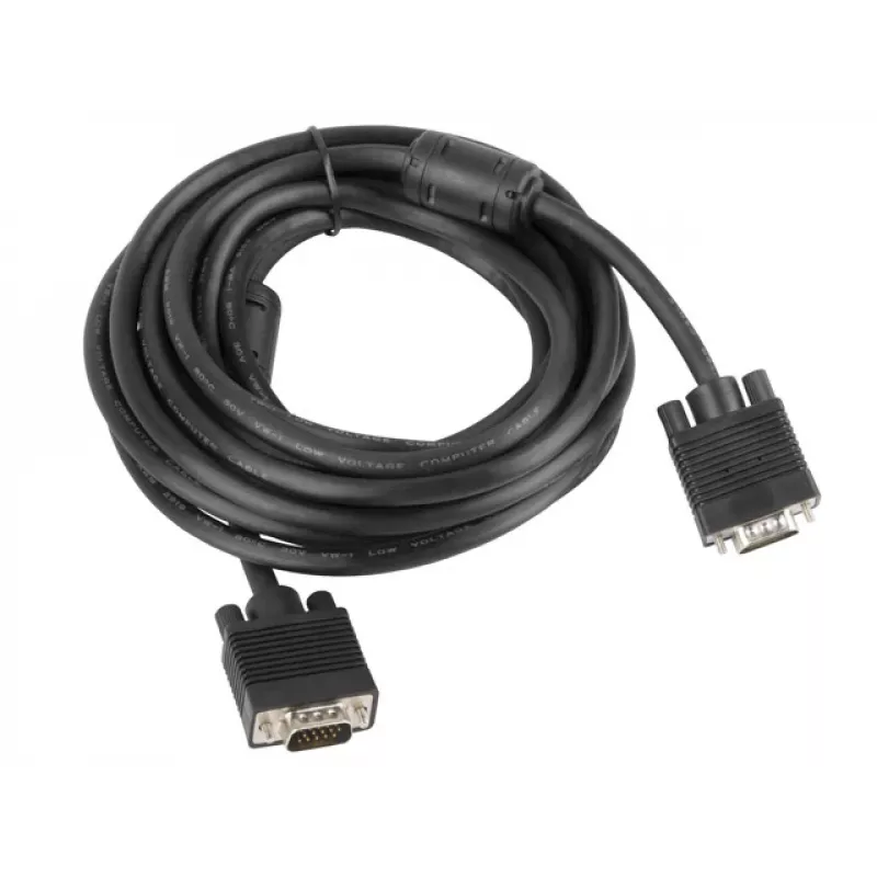 VGA cable LANBERG CA-VGAC-10CC-0050-B, 5 m, male-to-male, PVC jacket, ferrite bead, black