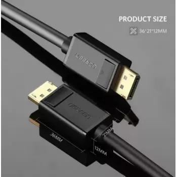 DisplayPort cable UGREEN DP102 1 m, DisplayPort 1.2, 21.6 Gbit/s, 3840×2160@60Hz, black