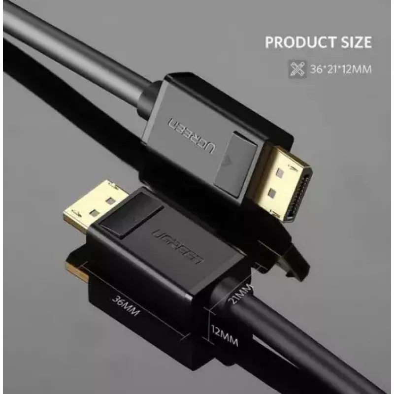 DisplayPort cable UGREEN DP102 1 m, DisplayPort 1.2, 21.6 Gbit/s, 3840×2160@60Hz, black