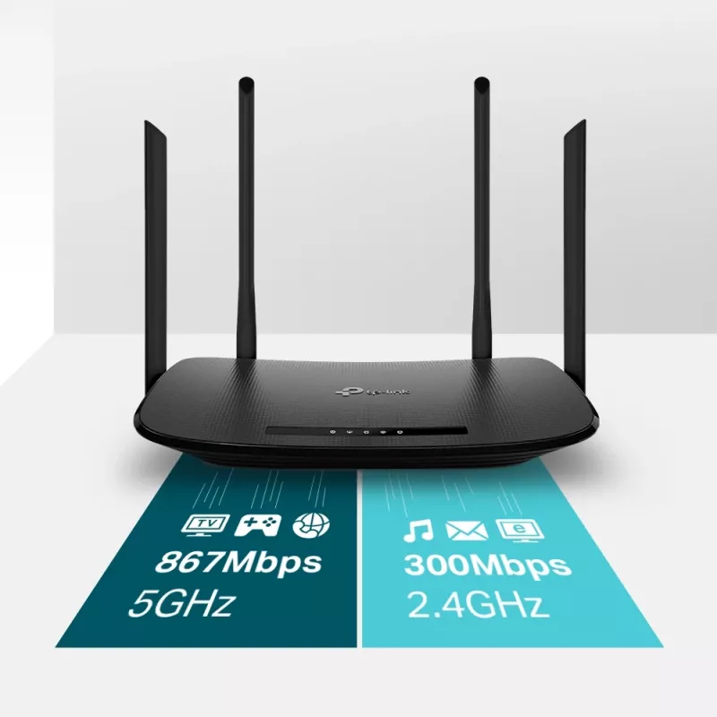 TP-Link AC1200 Wireless VDSL/ADSL Modem Router, Wi-Fi 5 (802.11ac), Dual-band (2.4 GHz / 5 GHz), Ethernet LAN, VDSL2, Black, Tabletop router