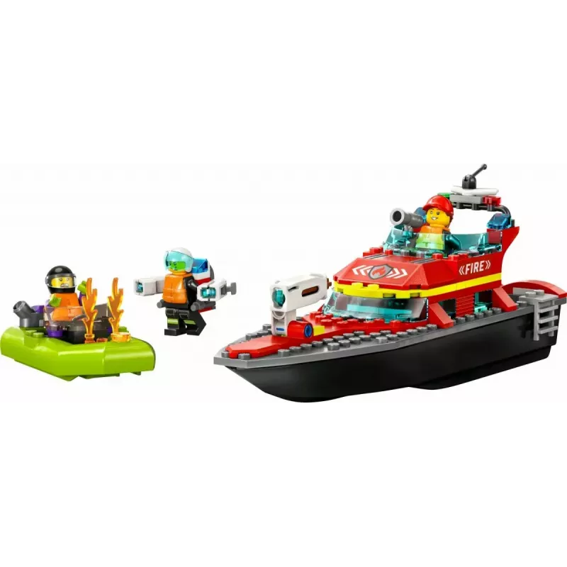 LEGO playset Fire Rescue Boat 60373 — City series, 144 pieces, 3 minifigures, age 5+, dimensions 80×230×70 mm