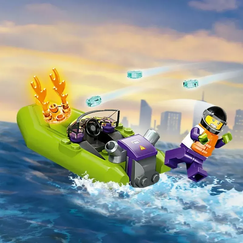 LEGO playset Fire Rescue Boat 60373 — City series, 144 pieces, 3 minifigures, age 5+, dimensions 80×230×70 mm