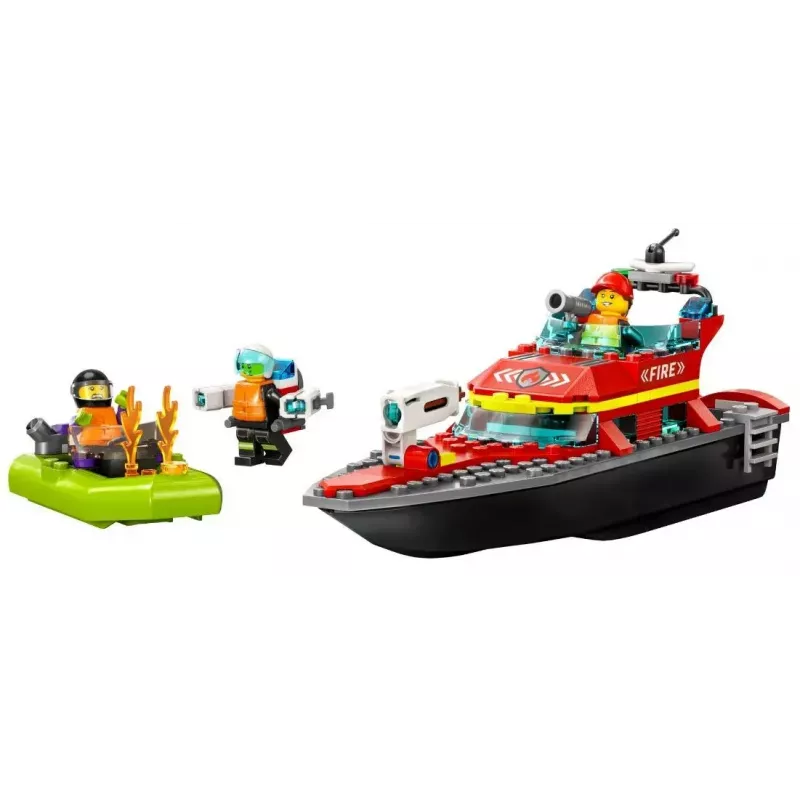 LEGO playset Fire Rescue Boat 60373 — City series, 144 pieces, 3 minifigures, age 5+, dimensions 80×230×70 mm