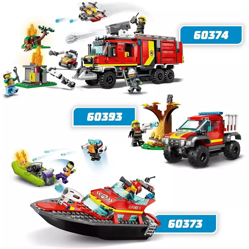 LEGO playset Fire Rescue Boat 60373 — City series, 144 pieces, 3 minifigures, age 5+, dimensions 80×230×70 mm