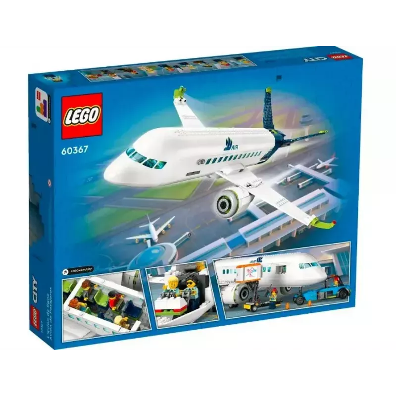 LEGO Passenger Plane building set 60367 — City series, 913 pieces, 2 minifigures, detailed interior