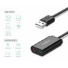 External USB 2.0 Audio Adapter UGREEN 30724 — 2.0 stereo, headphone out, mic in, 0.15 m cable, black