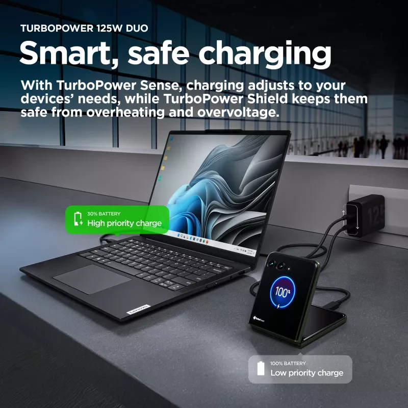 Motorola TurboPower 125W Duo Charger Universal Black AC Fast charging Indoor