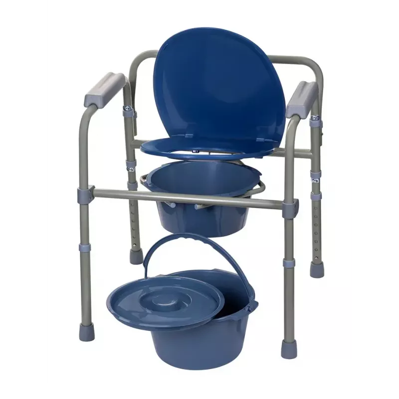 Folding toilet chair ActionMed KT100AM — polyethylene frame, adjustable height, 5 l pot, max user weight 120 kg
