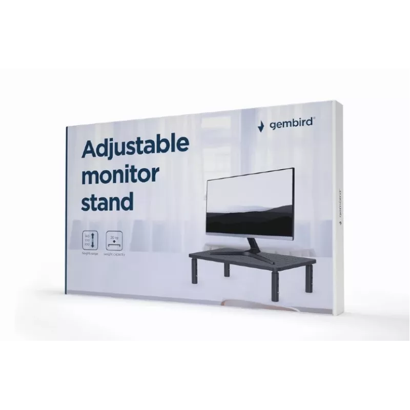 Freestanding desk monitor mount GEMBIRD MS-TABLE-01 — single display, 20 kg capacity, black, manual height 100–140 mm