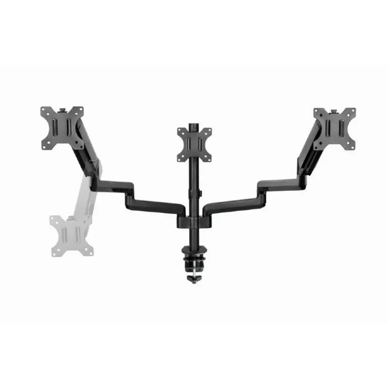Monitor mount GEMBIRD MA-DA3-01 3-arm desk clamp/grommet for up to 3×27 inch, VESA 75/100, gas spring, black