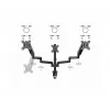 Monitor mount GEMBIRD MA-DA3-01 3-arm desk clamp/grommet for up to 3×27 inch, VESA 75/100, gas spring, black