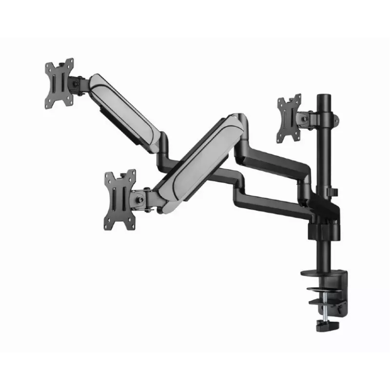 Monitor mount GEMBIRD MA-DA3-01 3-arm desk clamp/grommet for up to 3×27 inch, VESA 75/100, gas spring, black