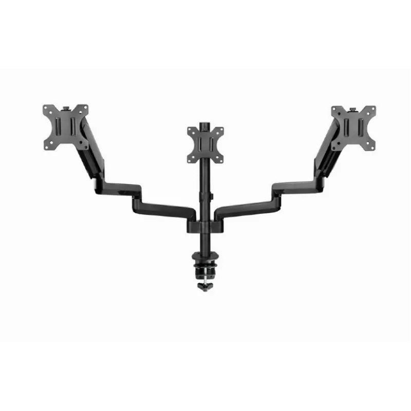 Monitor mount GEMBIRD MA-DA3-01 3-arm desk clamp/grommet for up to 3×27 inch, VESA 75/100, gas spring, black