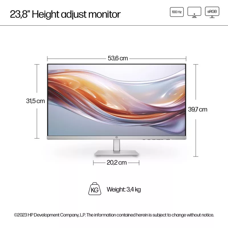 HP Desktop Monitor - Series 5 524sh - 24in - 1920x1080 (FHD) - IPS - Height Adjustable