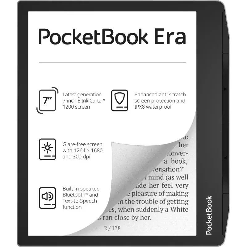 E-book reader PocketBook 700 Era — 7 inch E Ink Carta touchscreen, 16 GB, backlight, Bluetooth, water-resistant