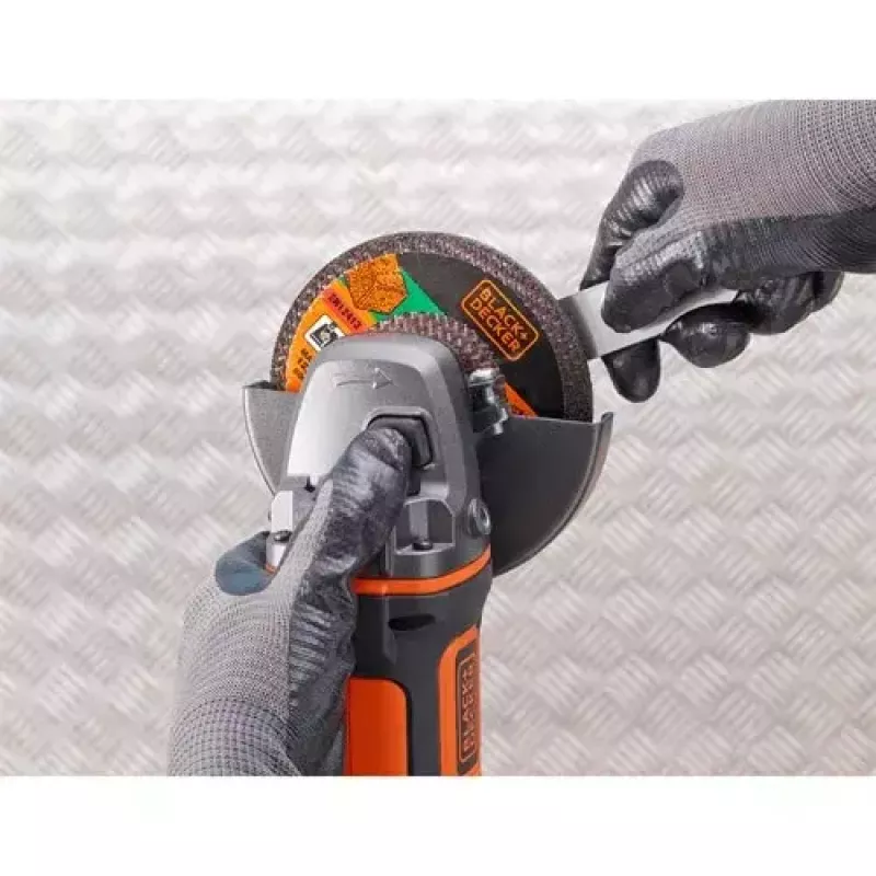 Angle grinder Black & Decker BCG720N — cordless 18V Li-Ion, 12.5 cm disc, up to 8600 RPM, 3 handle positions