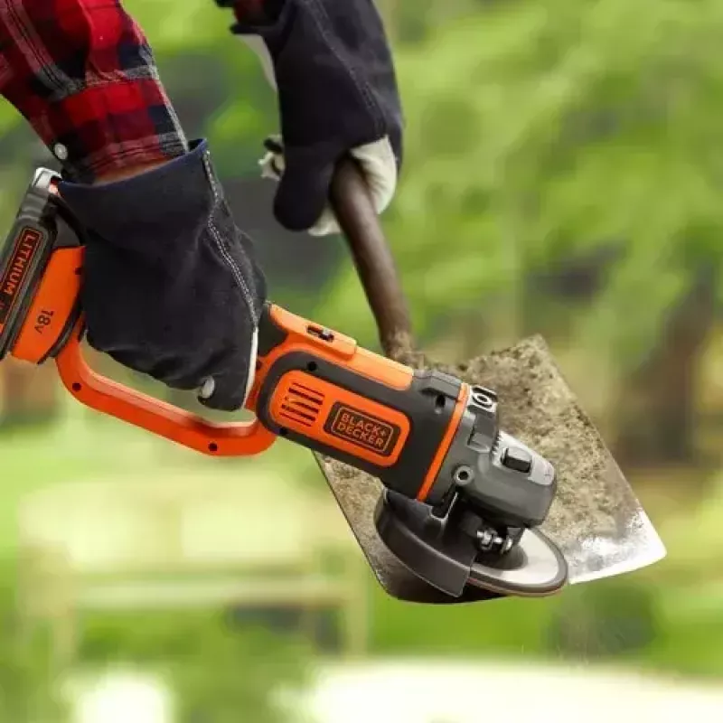 Angle grinder Black & Decker BCG720N — cordless 18V Li-Ion, 12.5 cm disc, up to 8600 RPM, 3 handle positions