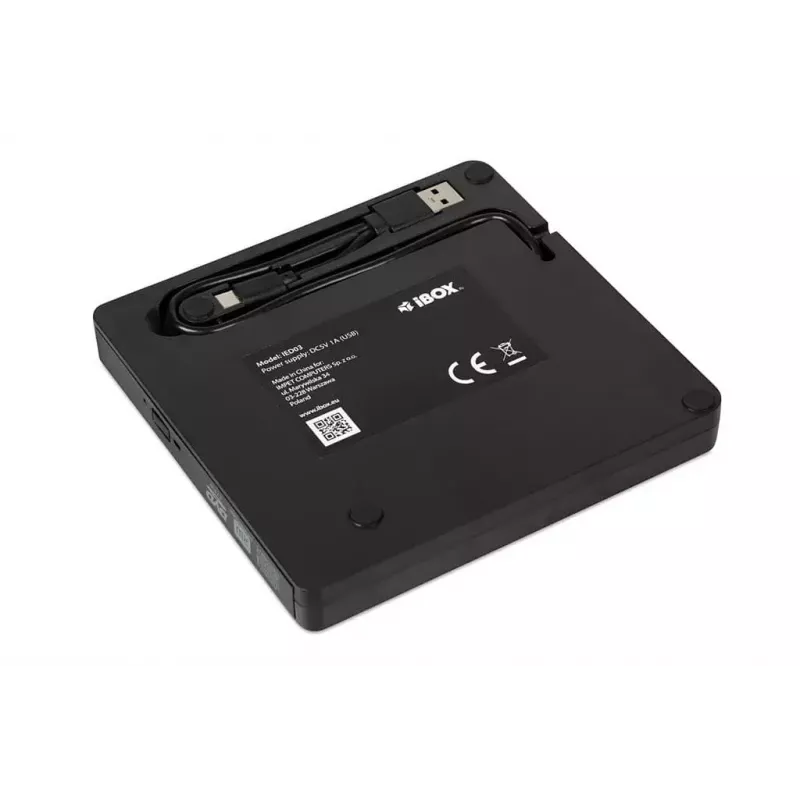 Optical Disc Drive IBOX IED03 DVD±RW USB 3.1 Gen1 (USB-C) Black, tray, 24x CD / 8x DVD