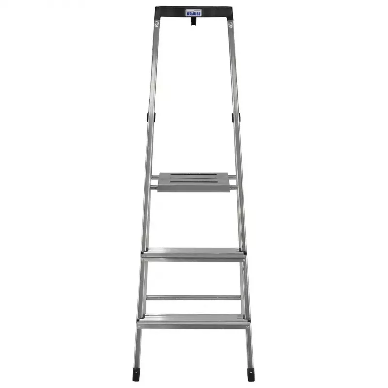 Folding ladder Krause 126313 — aluminium 3-step stepladder, max height 140 cm, load 150 kg, non-slip steps and feet