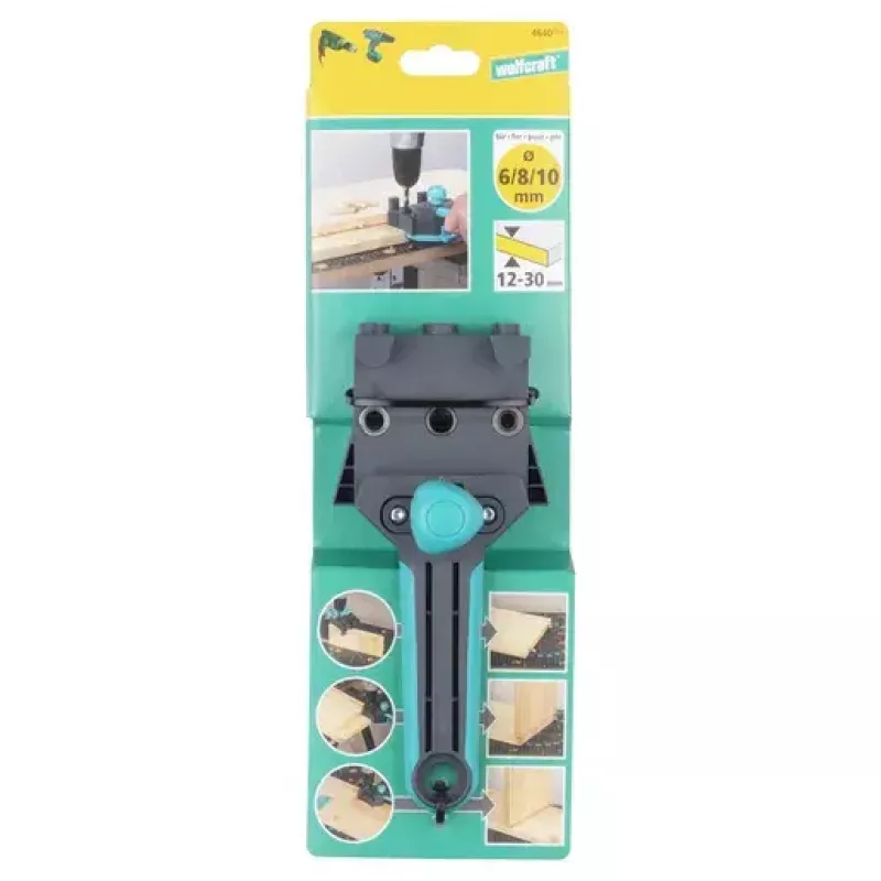 Mounting tool Wolfcraft Dowelmaster for dowel pins 6/8/10 mm, board thickness 1.2–30 mm, plastic/steel, black