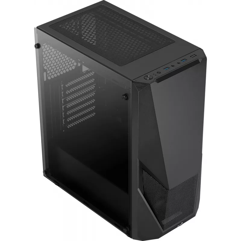 PC case AEROCOOL Zauron Midi Tower Black — Midi-Tower, side window, supports ATX/microATX/Mini-ITX, max GPU 32.5 cm, CPU cooler height 166 mm, 2x 3.5 inch bays, 4x 2.5 inch bays