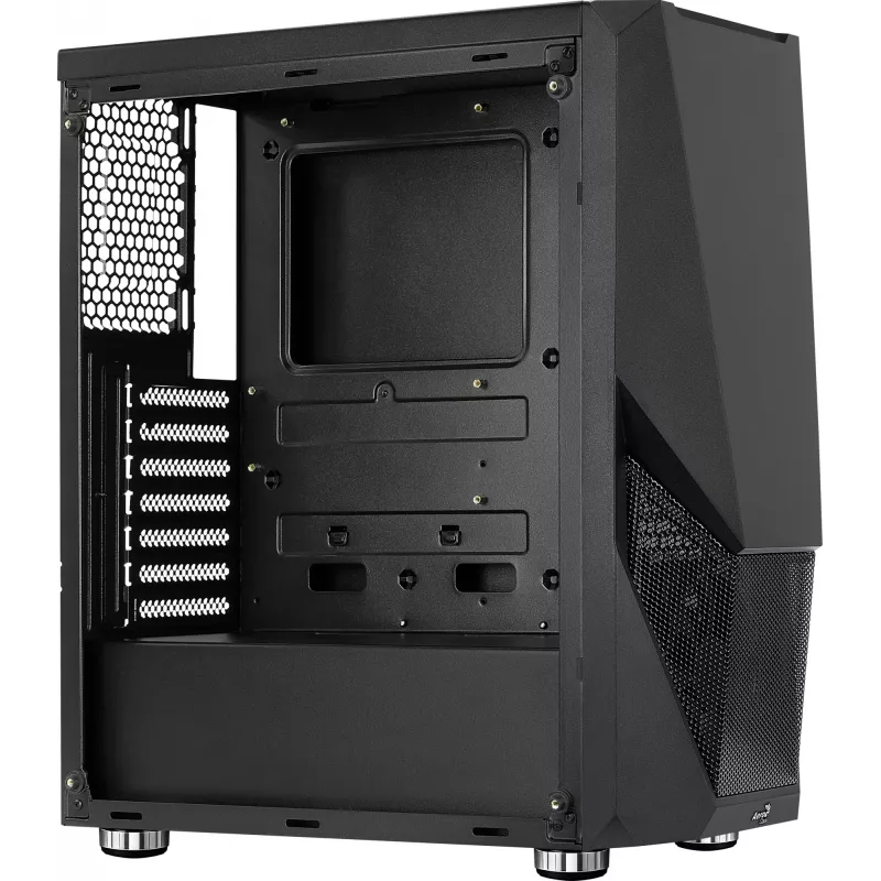 PC case AEROCOOL Zauron Midi Tower Black — Midi-Tower, side window, supports ATX/microATX/Mini-ITX, max GPU 32.5 cm, CPU cooler height 166 mm, 2x 3.5 inch bays, 4x 2.5 inch bays