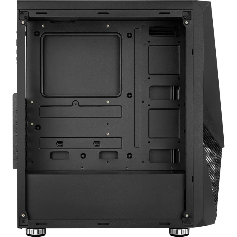 PC case AEROCOOL Zauron Midi Tower Black — Midi-Tower, side window, supports ATX/microATX/Mini-ITX, max GPU 32.5 cm, CPU cooler height 166 mm, 2x 3.5 inch bays, 4x 2.5 inch bays