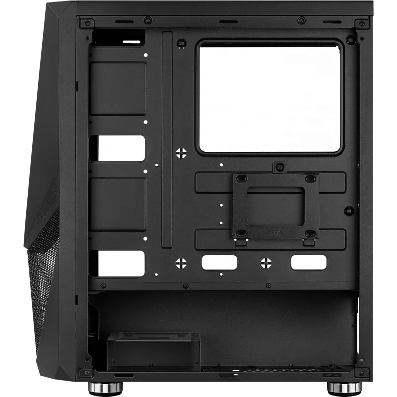 PC case AEROCOOL Zauron Midi Tower Black — Midi-Tower, side window, supports ATX/microATX/Mini-ITX, max GPU 32.5 cm, CPU cooler height 166 mm, 2x 3.5 inch bays, 4x 2.5 inch bays