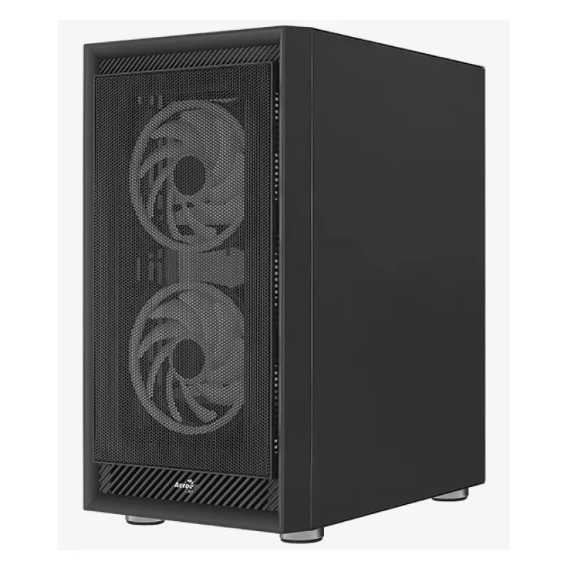 PC Midi Tower case AEROCOOL Graphite‑G‑BK‑v2 — Black, ATX/Micro‑ATX/Mini‑ITX, front 2×140mm+rear 1×140mm