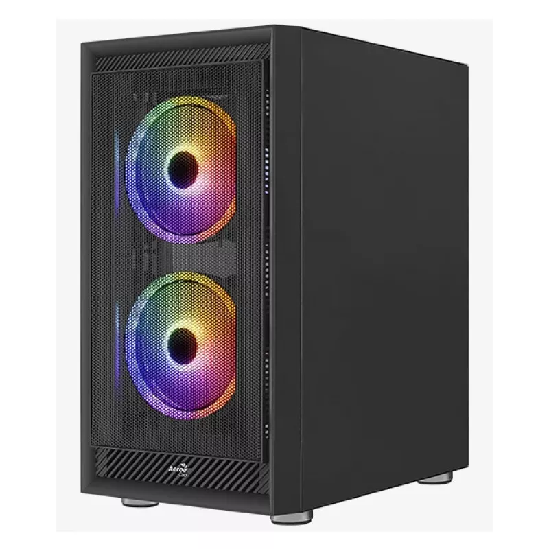 PC Midi Tower case AEROCOOL Graphite‑G‑BK‑v2 — Black, ATX/Micro‑ATX/Mini‑ITX, front 2×140mm+rear 1×140mm