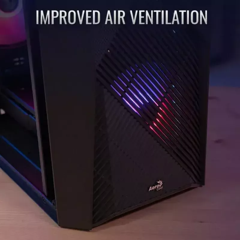 PC case AEROCOOL Raider Mini G V3 Mini-ITX / microATX, black, side window, green LED, max GPU 285 mm, CPU cooler 159 mm