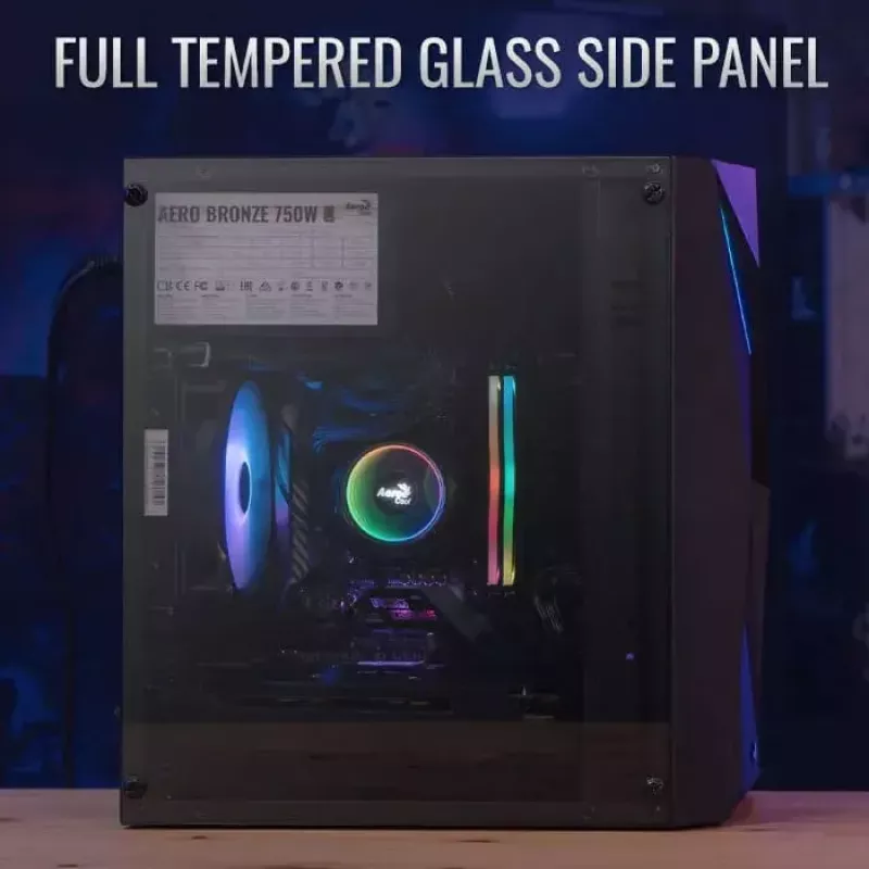 PC case AEROCOOL Raider Mini G V3 Mini-ITX / microATX, black, side window, green LED, max GPU 285 mm, CPU cooler 159 mm