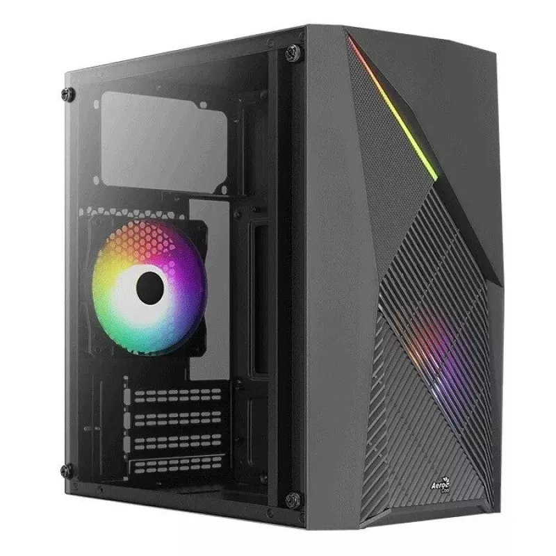 PC case AEROCOOL Raider Mini G V3 Mini-ITX / microATX, black, side window, green LED, max GPU 285 mm, CPU cooler 159 mm
