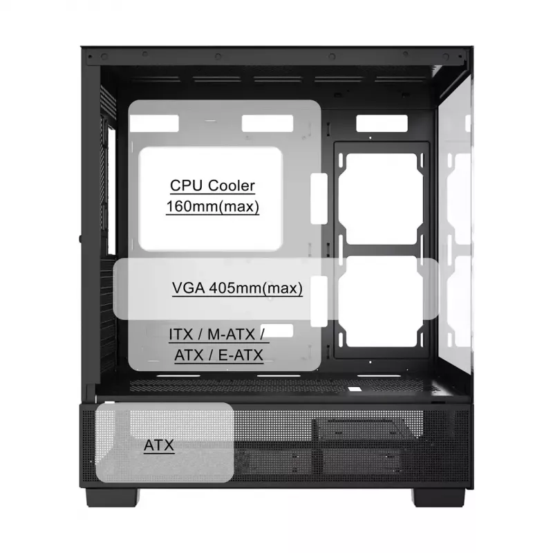 Computer Case GEMBIRD Fornax X550, ATX, Black