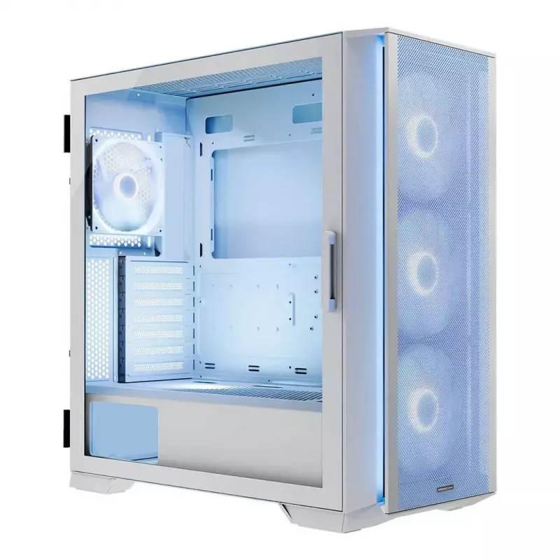 PC Case MODECOM HORIZON FLOW MIDI White — Midi-Tower, ARGB, Tempered Glass, micro ATX, USB-C, 3x140mm front, 1x140mm rear, GPU up to 400 mm, CPU cooler height 172 mm
