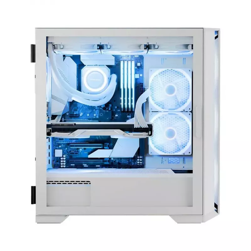 PC Case MODECOM HORIZON FLOW MIDI White — Midi-Tower, ARGB, Tempered Glass, micro ATX, USB-C, 3x140mm front, 1x140mm rear, GPU up to 400 mm, CPU cooler height 172 mm