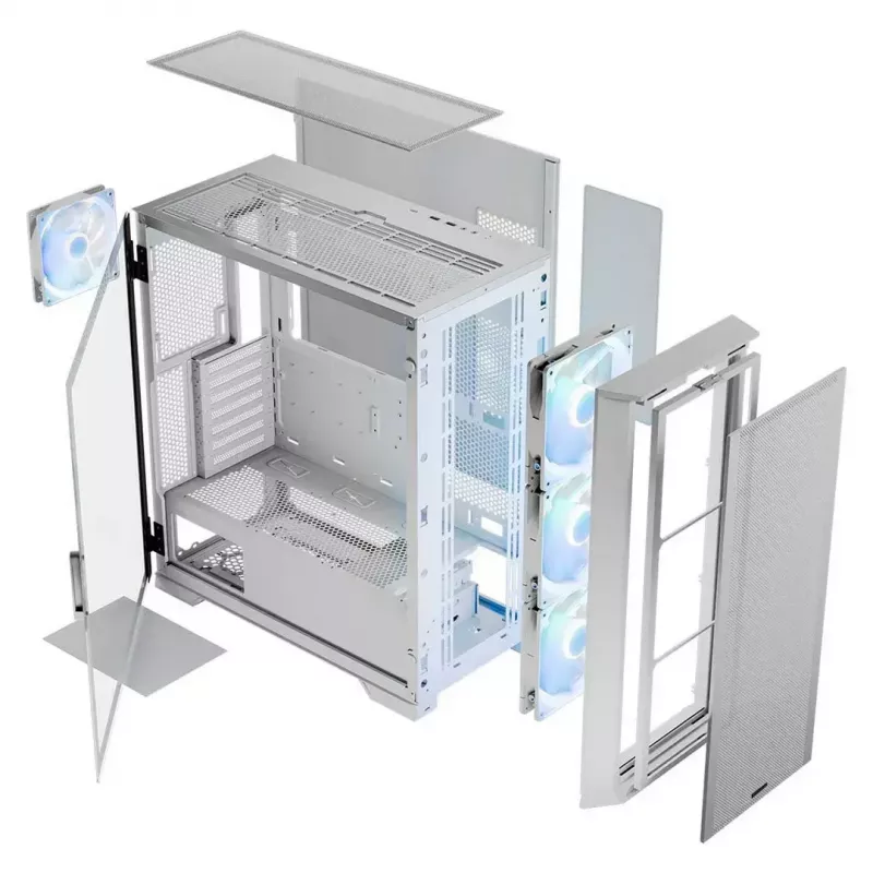PC Case MODECOM HORIZON FLOW MIDI White — Midi-Tower, ARGB, Tempered Glass, micro ATX, USB-C, 3x140mm front, 1x140mm rear, GPU up to 400 mm, CPU cooler height 172 mm