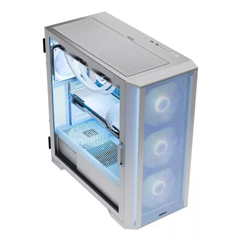 PC Case MODECOM HORIZON FLOW MIDI White — Midi-Tower, ARGB, Tempered Glass, micro ATX, USB-C, 3x140mm front, 1x140mm rear, GPU up to 400 mm, CPU cooler height 172 mm
