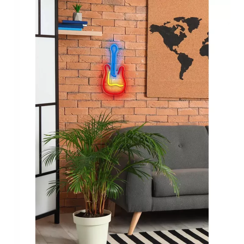 LED neon sign ActiveJet AJE-NEON GUITAR multicolour USB 5V, 240×176×20 mm, surfaced mount