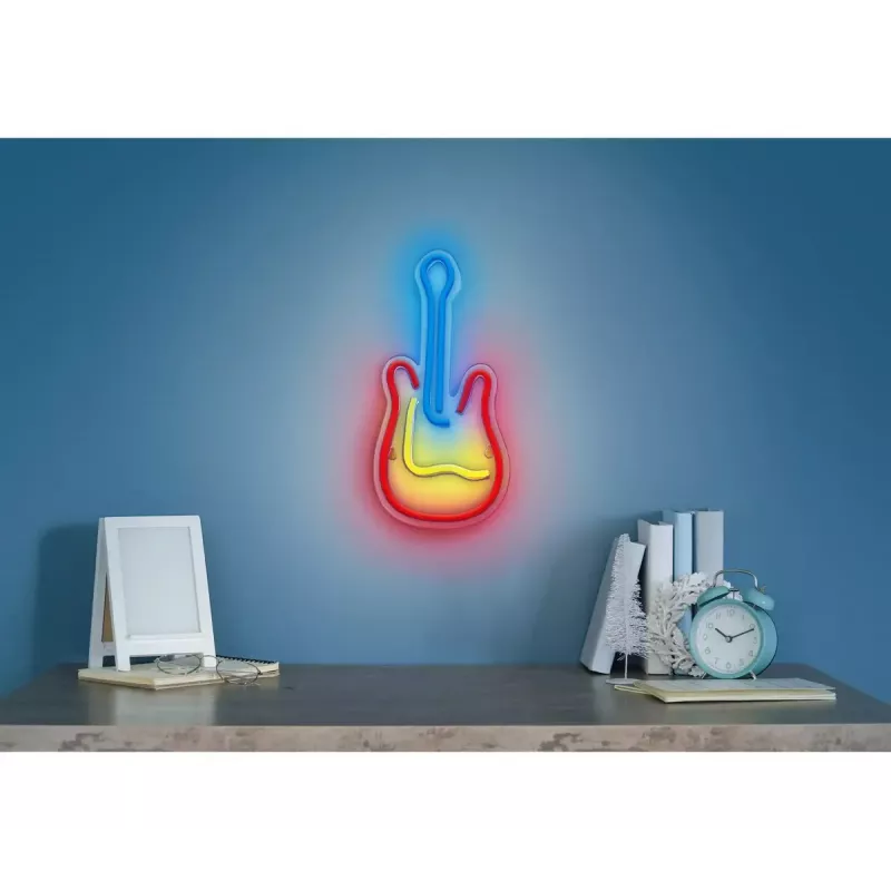 LED neon sign ActiveJet AJE-NEON GUITAR multicolour USB 5V, 240×176×20 mm, surfaced mount