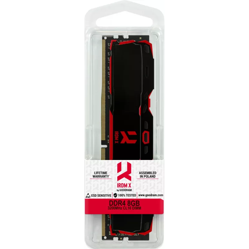 Desktop DDR4 Memory Module GOODRAM IRDM X 8GB 3200MHz 288-pin DIMM Black