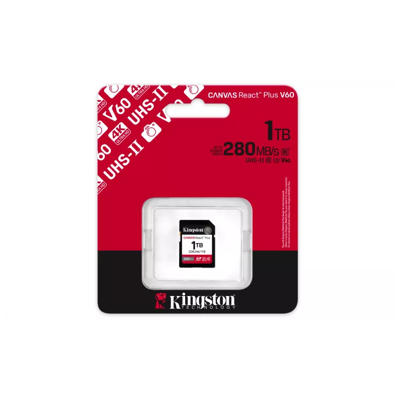 Kingston Technology 1TB Canvas React Plus SDXC UHS-II 280R/150W U3 V60 for Full HD/4K
