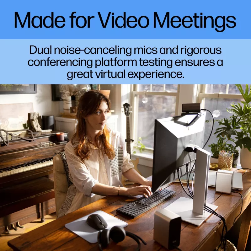 HP 960 4K Streaming Webcam, 8 MP, 3840 x 2160 pixels, 4K Ultra HD, 30 fps, 5x, Home