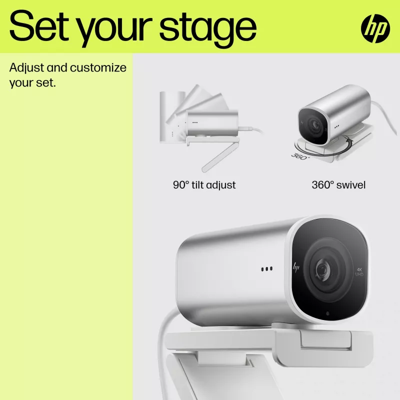 HP 960 4K Streaming Webcam, 8 MP, 3840 x 2160 pixels, 4K Ultra HD, 30 fps, 5x, Home