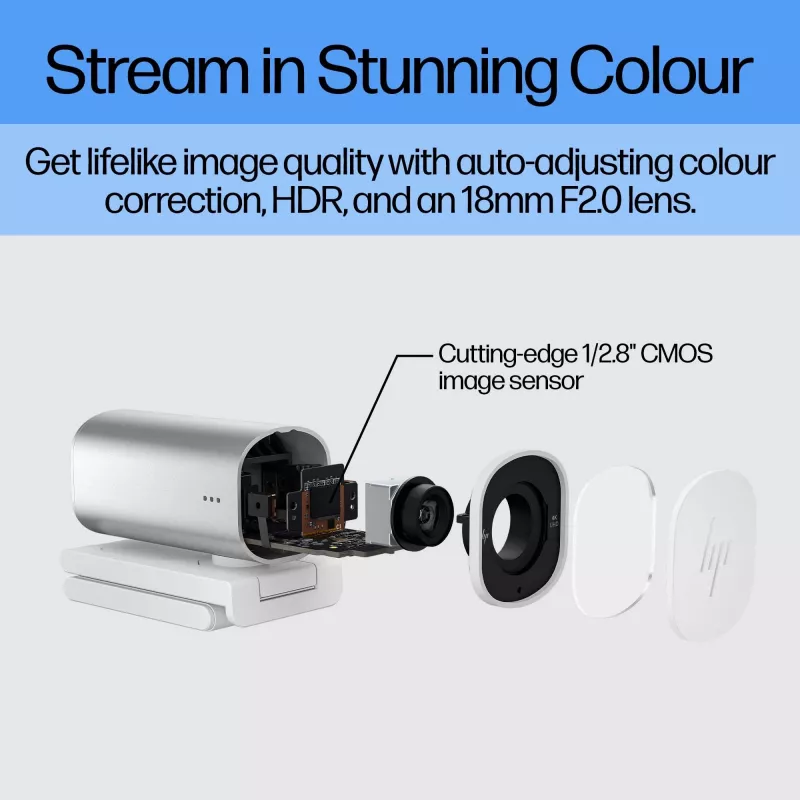 HP 960 4K Streaming Webcam, 8 MP, 3840 x 2160 pixels, 4K Ultra HD, 30 fps, 5x, Home