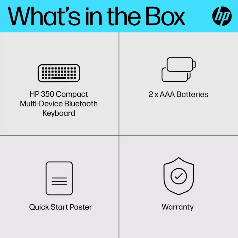 HP 350 Compact Multi-Device Bluetooth Keyboard, Wireless, Bluetooth, Mechanical, QWERTY, Black